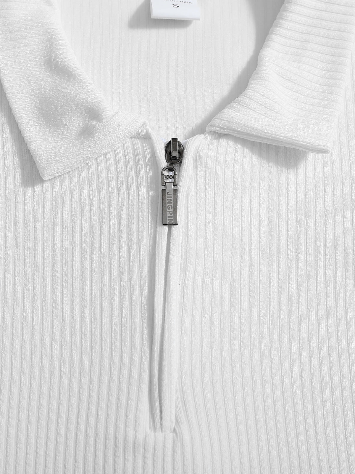 Autumn/Winter Men's Long-Sleeve Lapel Outdoor Casual Sport Half-Zip Printed Polo Shirt - White