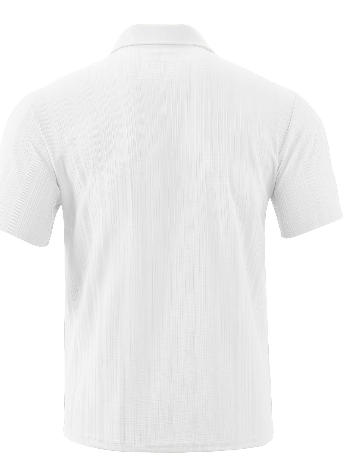 Josh Mei'S Selected Products: Men'S Texture Pattern Half-Zip Polo Shirt, Summer Short-Sleeve Polo Shirt with Half-Zip Button Decoration Men'S Casual Top - White