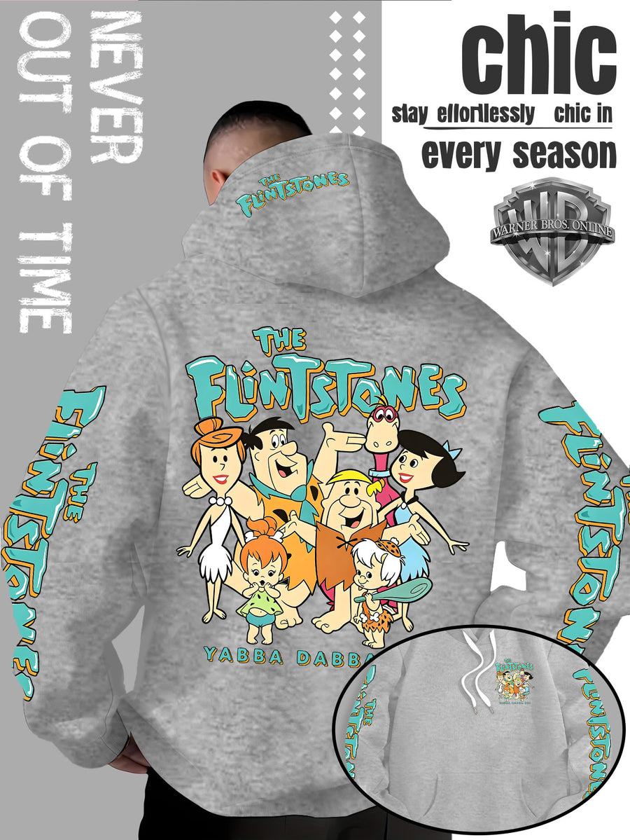 Men'S Hooded Sweatshirt Modern Original Man Cool American Retro Cartoon All Characters Happy Gathering Anime Theme Men'S Long Sleeve Hooded Pullover Sweater Autumn Winter Skin-Friendly Soft Comfortable Top Machine Washable Easy Care Durable Fabric S - Light Grey