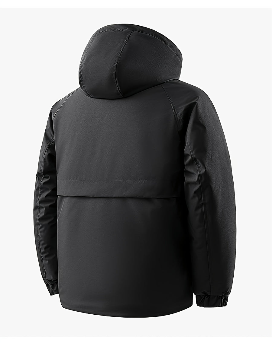 2026 New Padded Coat, Men's Padded Coat, Versatile for Outdoor, Casual, and Daily Wear, Warm Hooded Jacket, Fluffy and Insulated, for Outdoor Outings, Casual Warm Padded Coat, Stylish Outdoor Thickened Padded Coat, Loose Workwear-Style Versatile - Black