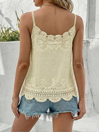 New Fashionable Women's Elegant Embroidered Hollow-Out Lace Camisole, Bohemian Artistic Holiday Casual Sleeveless Top, Suitable for Spring, Summer, and Autumn Outings, a Versatile Camisole Choice for Valentine's Day Dates - 【Light Yellow】