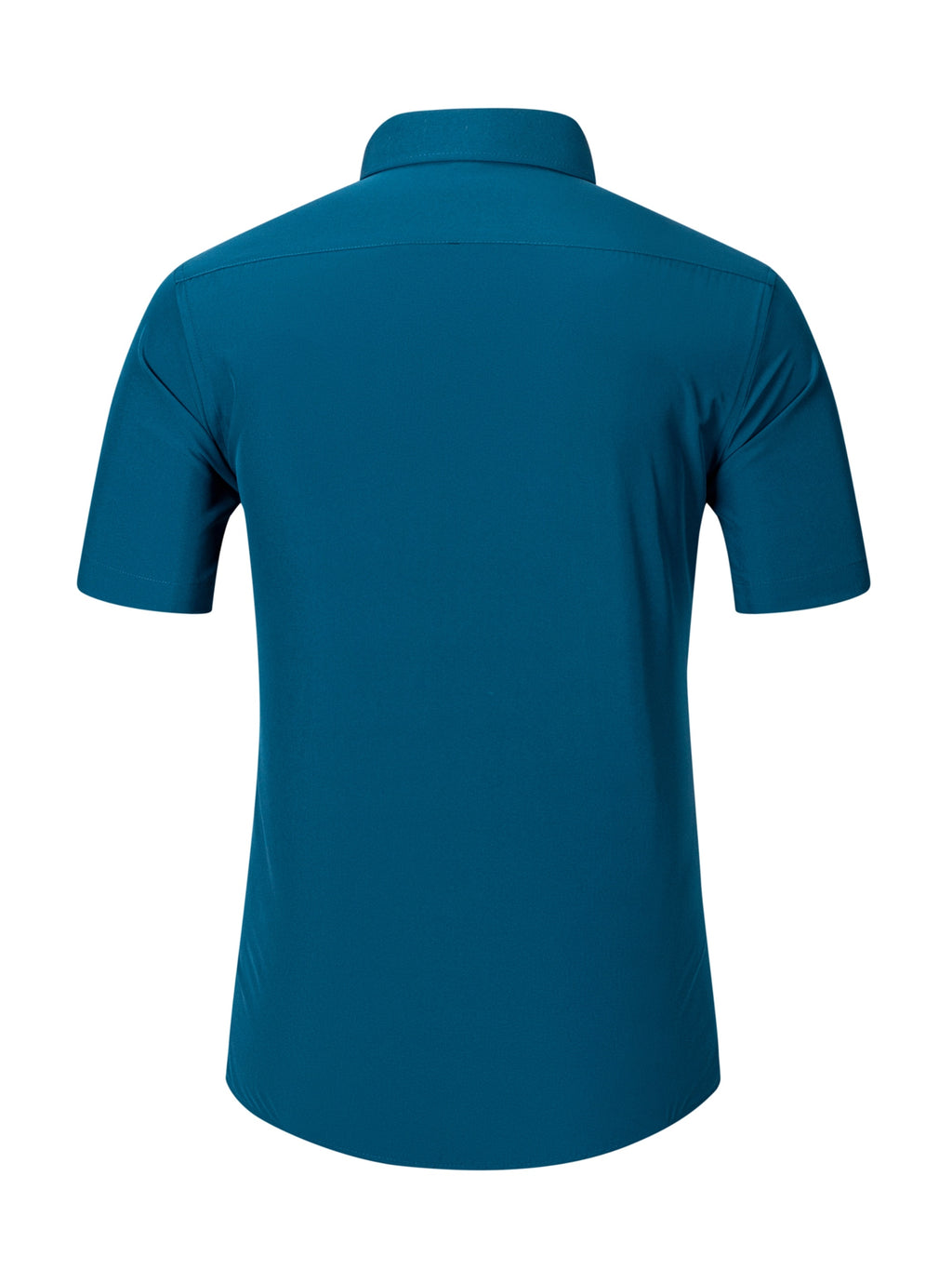 Men's Short-sleeve Shirt with Stand-up Collar/Henley Collar Design, Featuring Exquisite Peak-shaped Embroidery on the Chest - Dark Green