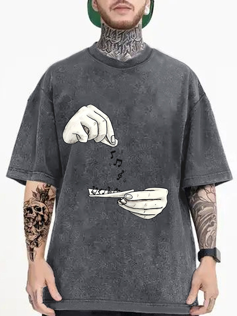 Summer Men's Fashion Graphic Short-Sleeve Letter Print T-Shirt - Space Gray