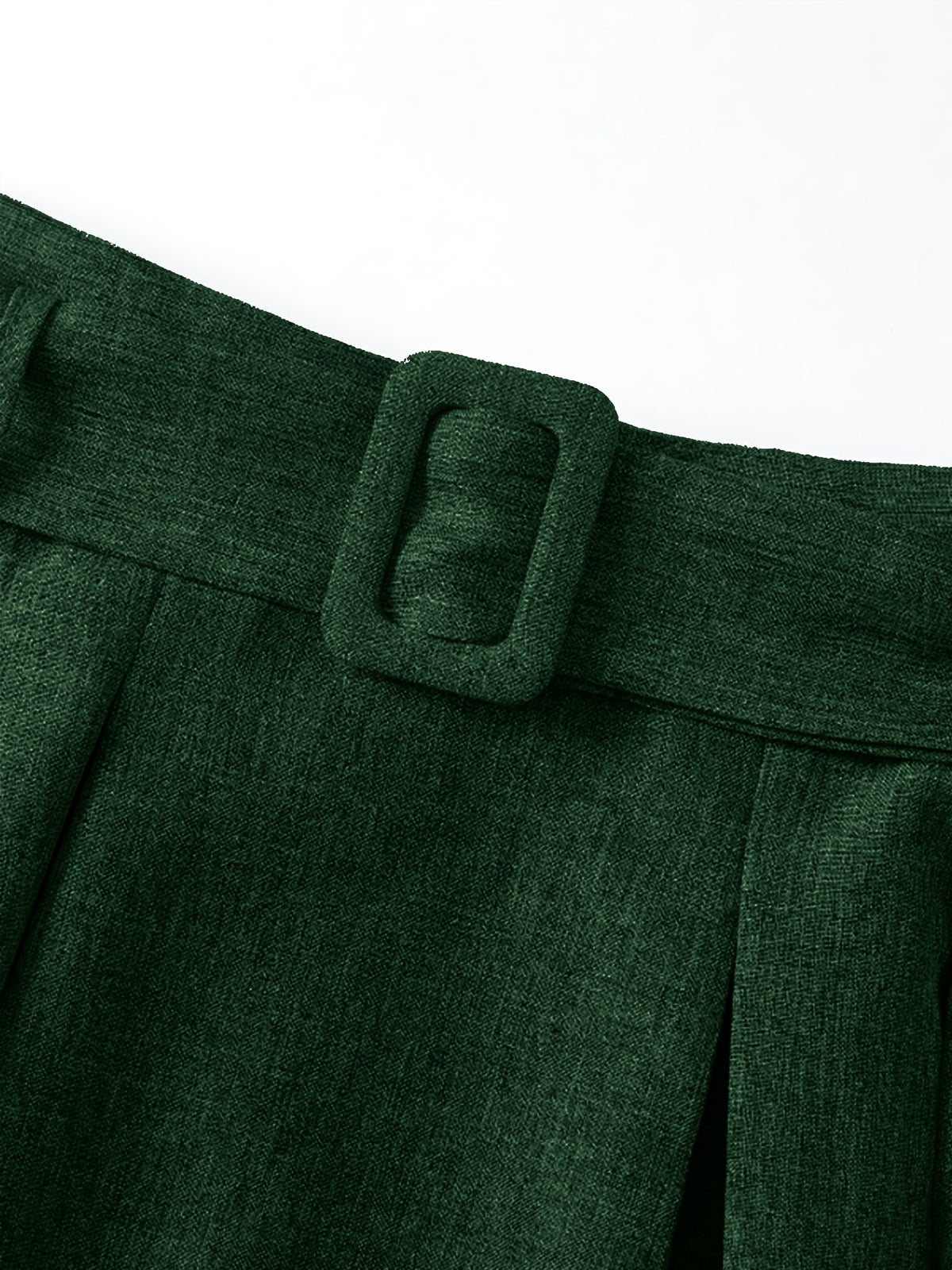 Elegant Women's Pleated Skirt for Daily and Holiday Wear, Christmas-Themed Color Palette, Elegant Korean-Style Belted Maxi Skirt - Dark Green