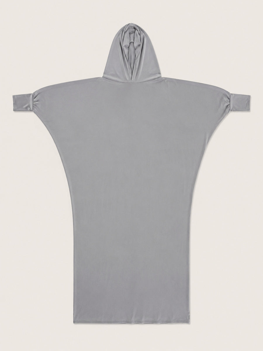 Women'S Elegant Muslim Prayer Robe, with Hood, Solid Color Batwing Long Dress, Loose Flowing Cloak-Style Dress, Suitable for Daily Wear in The Middle East, Also Ideal As an Eid Gift - Silvery Grey
