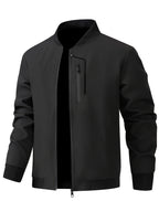 Men'S Casual Jacket, Spring Fall Jacket, Utility Jacket, Zipper Pockets, Chest Pocket Patchwork Craft, Outdoor Windproof Multi-Pocket Top, Suitable for Spring Fall Hiking, Fishing And City Commuting, Durable Fabric, Regular Fit - Black