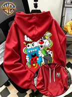 Halloween/Back to School/Date Night/Father'S Day Gift Choice - Sassy Cat Trendy Graffiti Double-Sided Print Hoodie - Men'S Essential with Pockets And Drawstring Hood, Ideal for Warmth, Perfect for Casual Wear Or Outdoor Activities - Unisex - Red