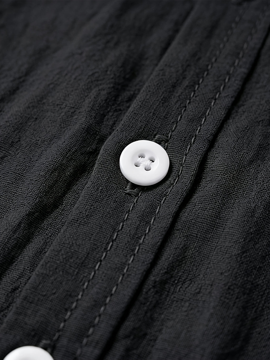 Men's Linen Long-sleeve Shirt, Small Stand-up Collar Button- Casual Shirt, Solid Color Simple and Versatile Style, Suitable for Spring and Autumn Outdoor Activities, Travel and Vacation, and Daily Commuting Wear - Black