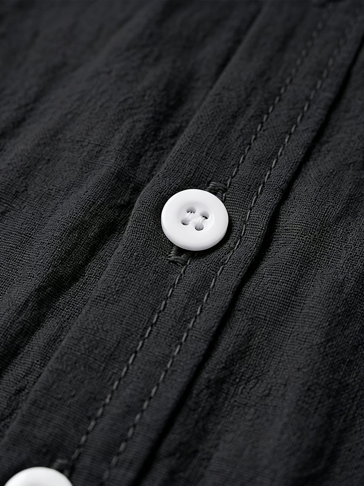 Men's Linen Long-sleeve Shirt, Small Stand-up Collar Button- Casual Shirt, Solid Color Simple and Versatile Style, Suitable for Spring and Autumn Outdoor Activities, Travel and Vacation, and Daily Commuting Wear - Black