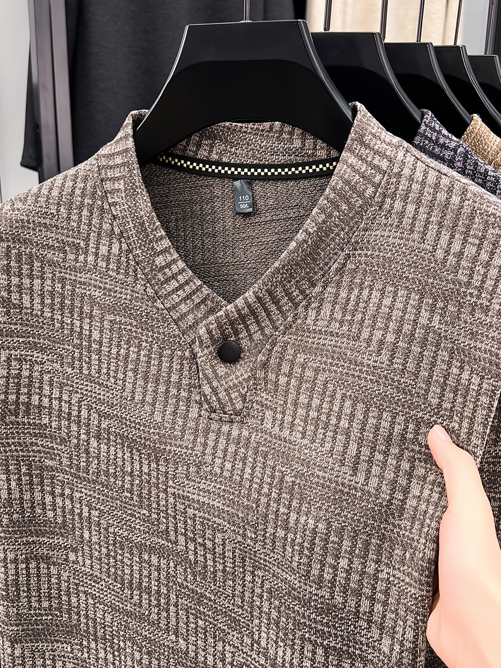 New Men's Long-Sleeve Warm Fashionable Versatile Knit Sweater - Coffee Color