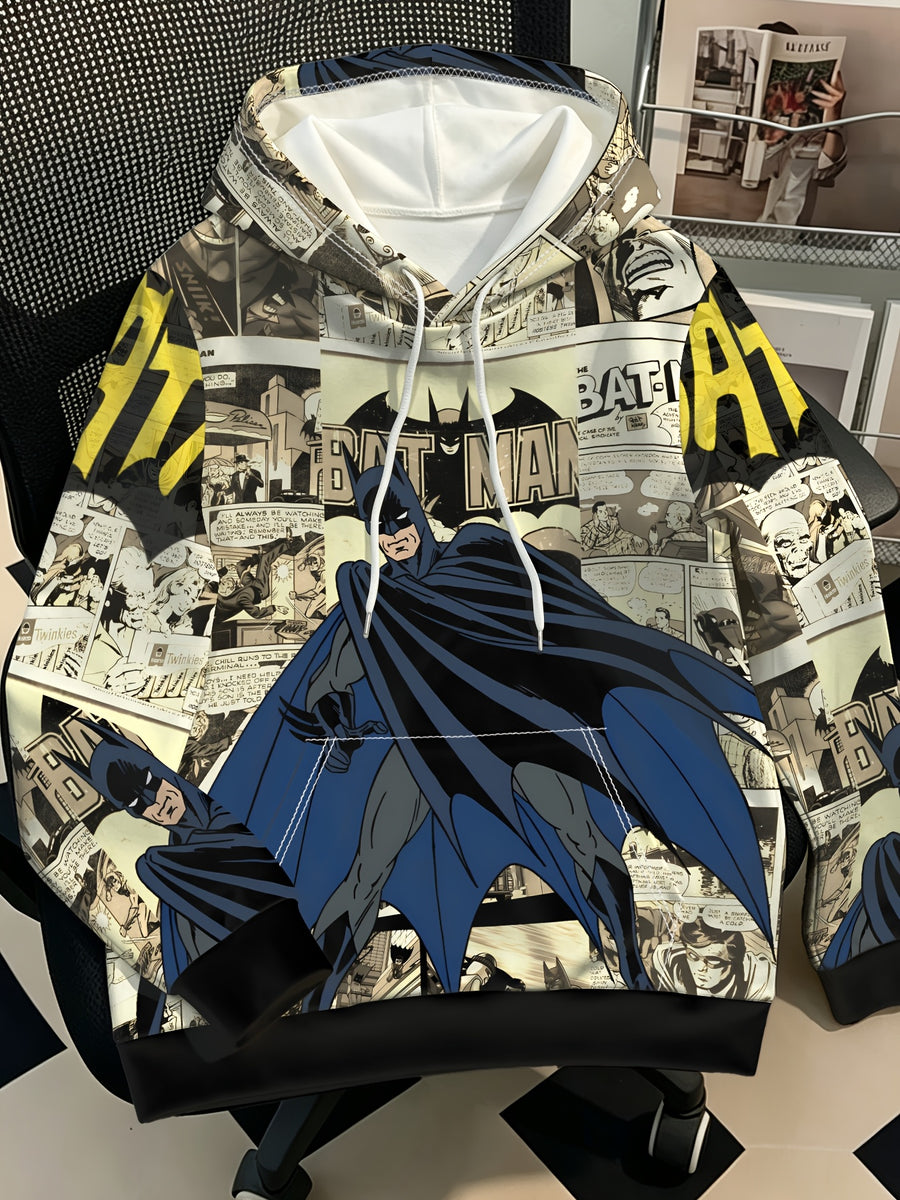 Warner Bros. Warner Bros Batman Vintage Comic Print Men's Hoodie Trendy Casual Pullover Top Halloween Gift Christmas Gift - Mixed colors