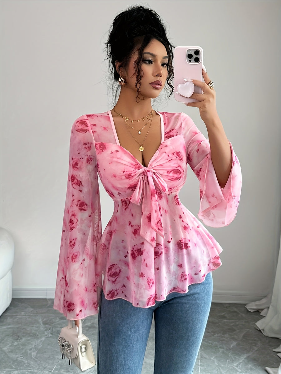 Women'S Fashion Casual Printed Top - Pink