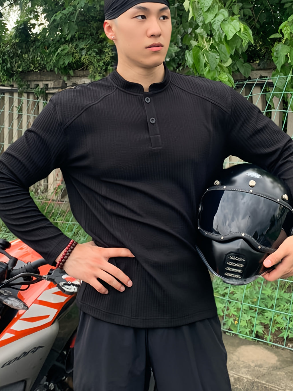 Men'S Casual Sports T-Shirt, Men'S Fashion Trend Splicing Design Stand-Up Collar Long-Sleeved Men'S T-Shirt Men'S Sweatshirt, Loose Fit Textured Fabric, Suitable for Daily Casual Wear - Black