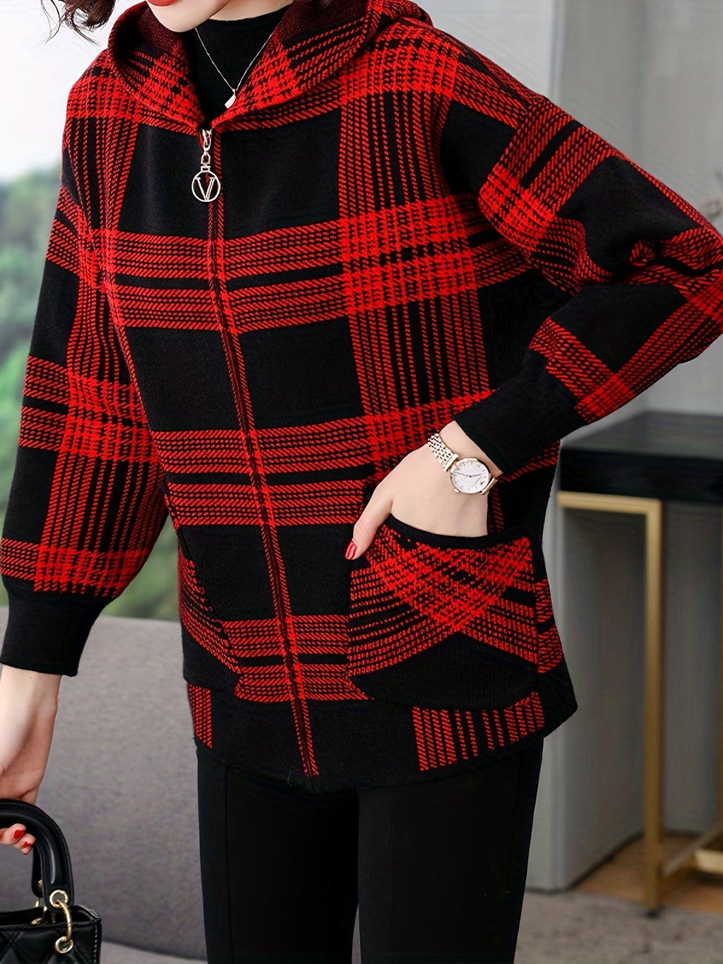 MOM Hoodie 2023 New Women Spring and Autumn Loose Zipper Cardigan Jacket Woman - Red