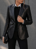 2026 Women'S Clothing New Style Fashion Versatile Long Sleeve Waist-Cinching Slim Fit Blazer Jacket with Lining And Pockets - Black