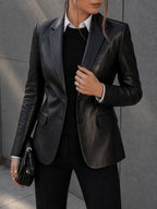 2026 Women'S Clothing New Style Fashion Versatile Long Sleeve Waist-Cinching Slim Fit Blazer Jacket with Lining And Pockets - Black