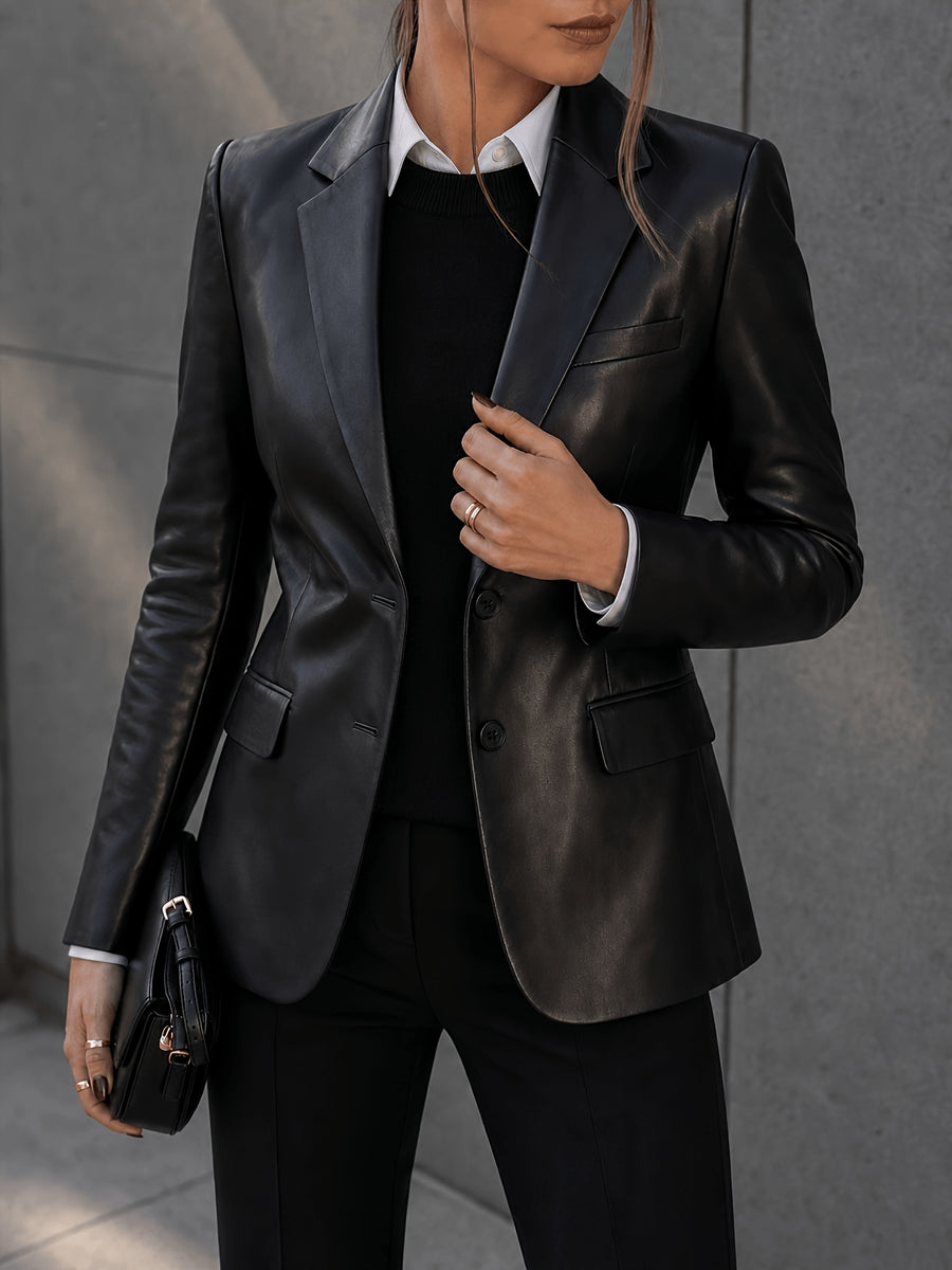 2026 Women'S Clothing New Style Fashion Versatile Long Sleeve Waist-Cinching Slim Fit Blazer Jacket with Lining And Pockets - Black