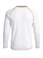 Cross-Border New Men'S Long Sleeve Round Neck T-Shirt, Outwardly Oriented Western Men'S Clothing Color-Blocked Top Base Layer - White
