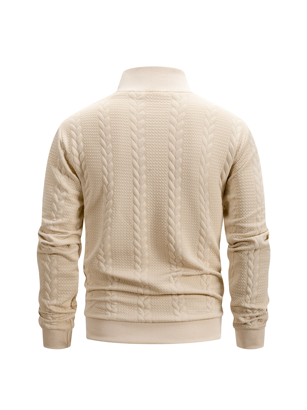 4pcs Men's Stand Collar Knit Textured Long-Sleeve Sweatshirt, Fashionable Comfortable Breathable Casual Sportswear, Solid Color Versatile Trendy Athletic Top, Pilling-Resistant, Ribbed Cuffs, Suitable for Outdoor Sports, Daily Wear, Running, Fitness - Black+Light Gray+Khaki+Khaki