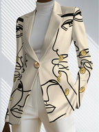 Autumn Women'S Fashion Wear Outdoor Travel Personalized Clothing Personalized Pattern Tops Printed Pattern Elegant Women'S Autumn Coat Exquisite Suit Jacket - Mixed colors