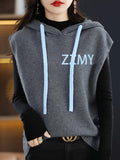 New Hooded Vest Sleeveless Design Letter Fashion Loose Versatile Sweater Coat - Grey