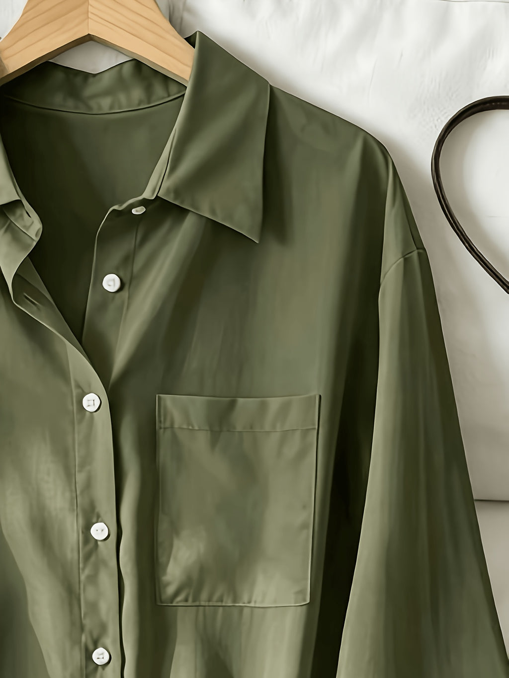 Women'S Classic Solid Color Casual Shirt - Olive
