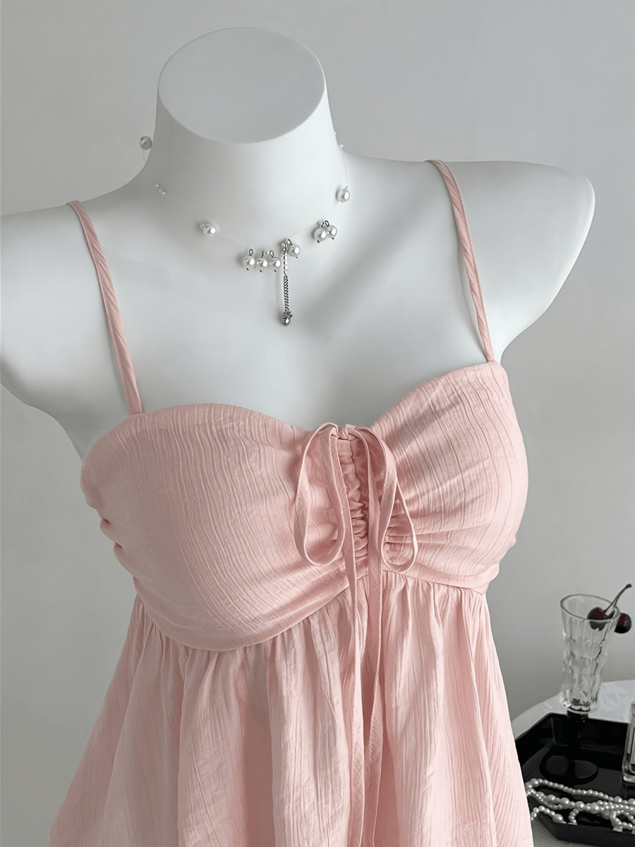 ZLLZ Women'S Cute Solid Color Cami Top, Summer - Pink