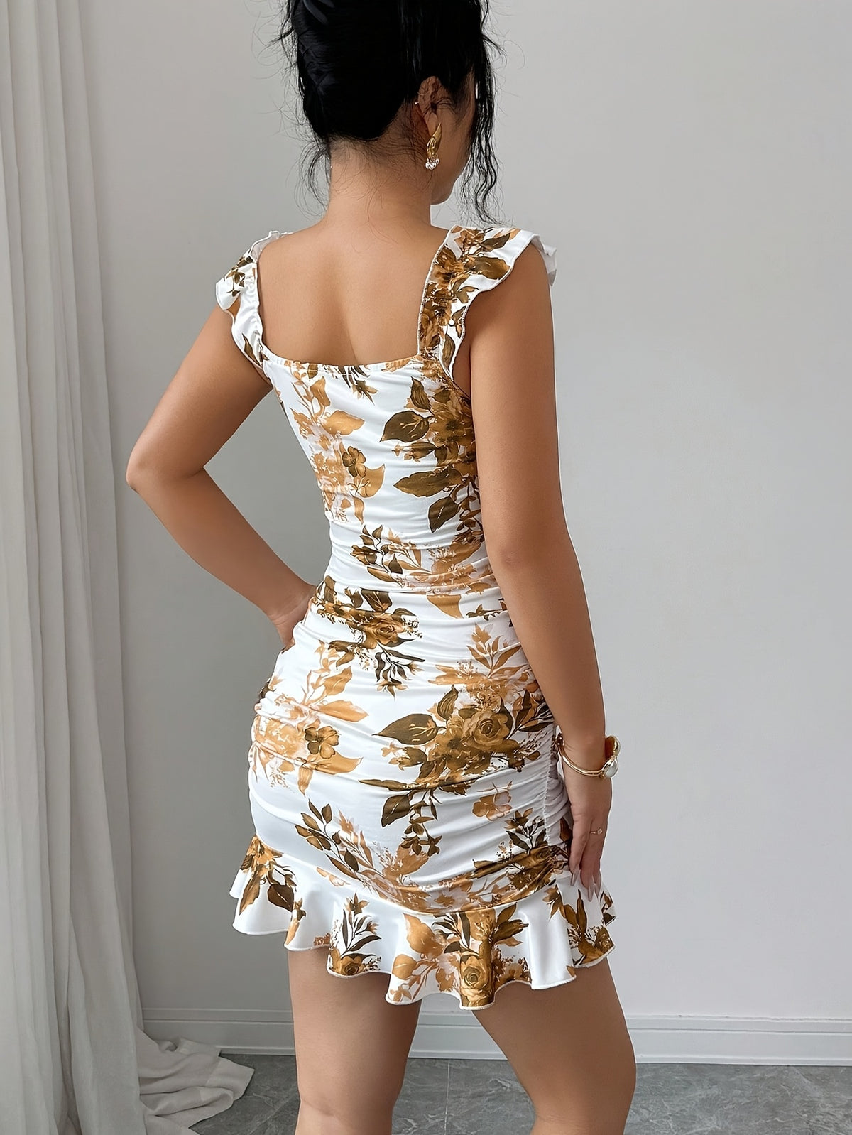 Women'S Vintage Ruffled Hem Fitted A-Line Dress, Elegant Sexy French Waist-Cinching Tight Summer Dress - Mixed colors
