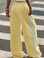 Women'S Contrast Color Casual Loose Joggers, Suitable for Back-To- And Daily Autumn/Winter Wear - Yellow/light blue