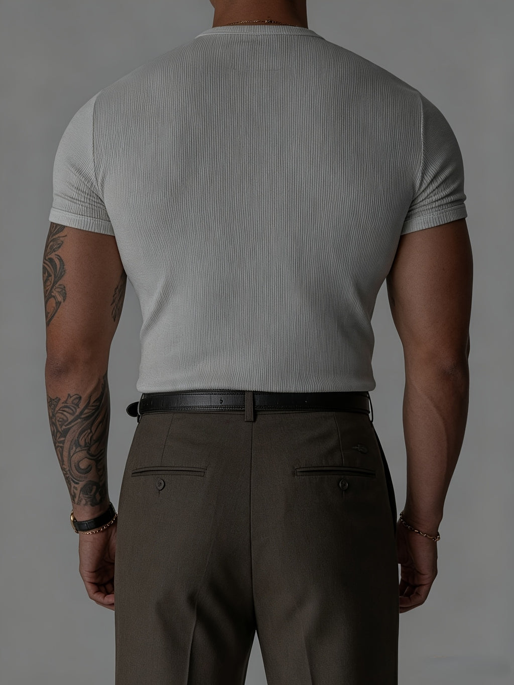 [Shule Water OBM] Men'S Ribbed Henley T-Shirt, Short Sleeve Slim Fit Base Layer Top, Textured Street Style Shirt, Fitness Commute Versatile Style, 2026 Summer New - White