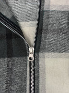 Men's Flannel Jacket Sherpa Lined Shirt Jacket Plaid Zip Up Hoodie Winter Warm Coats with Hood - Black
