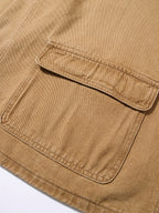 YASUYUAN Men's Light Color Denim Hooded Jacket - Loose Fit -Blend (Suitable for all-Season Wear) with Shrunk Hem & Sleeve Roll, Casual Outerwear, Machine Washable Denim Coat - Yellowish-brown