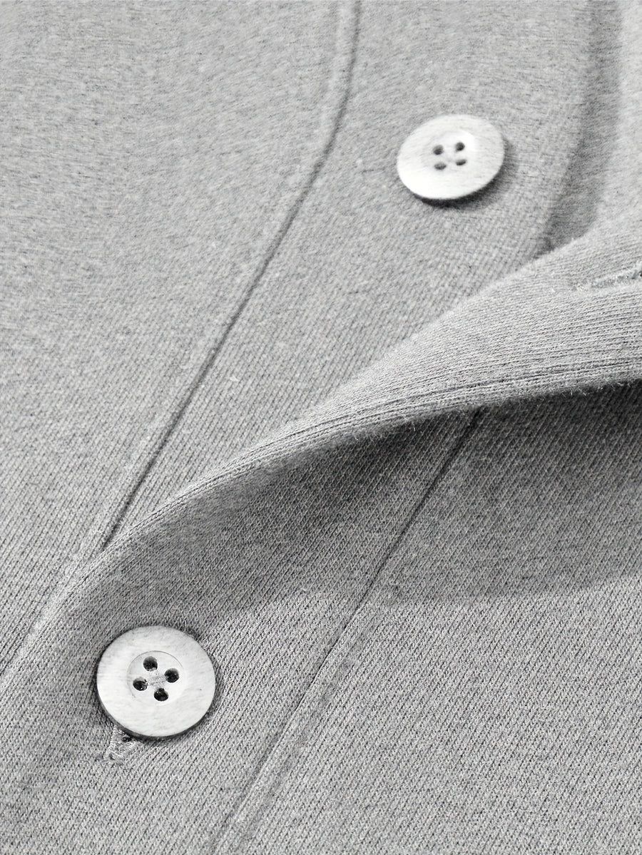 Paul Frank Men's Knit Casual Button-Up Cardigan with Slanted Monkey Logo Print - Grey