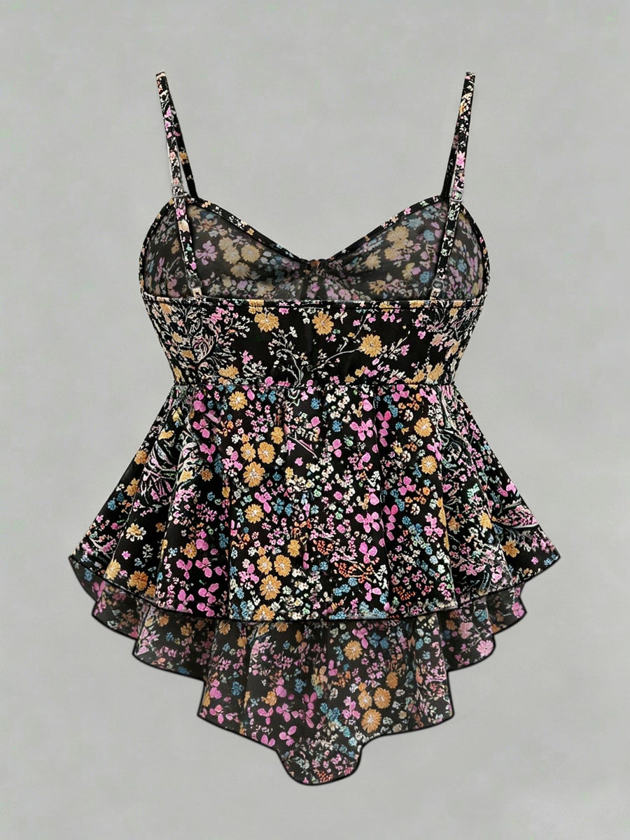 Women'S Elegant Textured Printed Fitted Cami Top, Versatile And Chic, Suitable for Vacation, Commute, And Casual Wear - Mixed colors