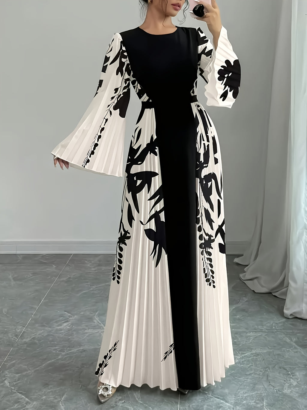 Elegant Special Fashion Women's Dress with Elegant Floral Print - Mixed colors
