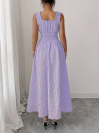 New Women's Textured Floral Fabric, Spaghetti Strap with Bow Waist Design - Elegant and Versatile Women's Dress - Elegant Party Wear, Date Night, 1pc, Buen Fin Shopping Festival, New Year's Daily Wear, Parties, Wedding Night, Stylish and Versatile - Purple