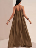 Women'S Solid Color Cami Dress - Dark Brown