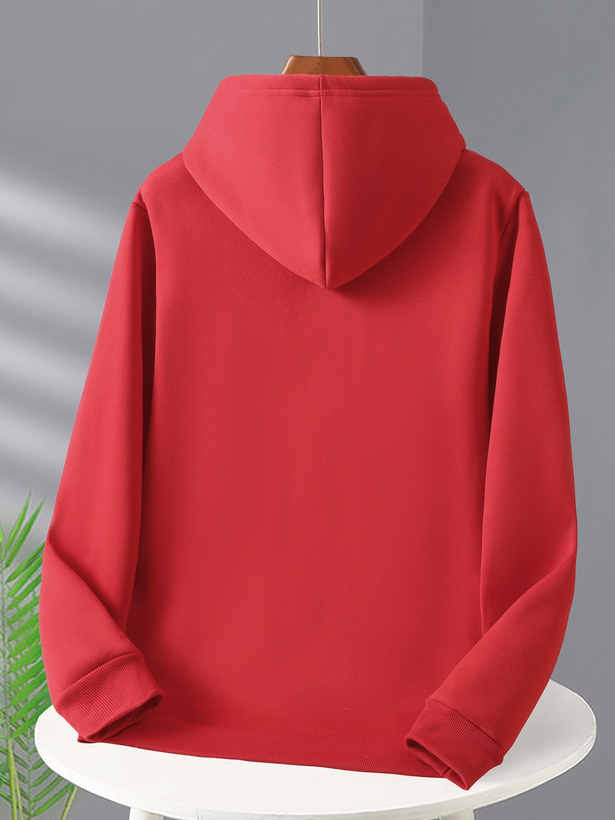 HUGG Embrace Minimalist Vertical Letter Artsy Men'S Hooded Sweatshirt Front And Back Double-Sided Print Pattern Casual Hoodie Daily Wear Comfortable Versatile Suitable for Outdoor Sports Fitness Casual Wear - Red