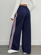 Reading Week Clothing, Back to Season, 1pc 2025 Autumn Winter New Casual Sports Fashion Comfortable Beautiful Color-Blocked Waist Drawstring Women'S Long Pants, Suitable for Holiday Gifts Women'S Apparel - Blue