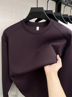 Men's Solid-colored Round-neck Sweatshirt - Plum Purple