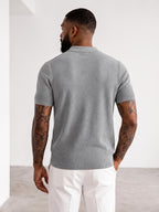 Men'S Easy Casual Short-Sleeve Knit Top, Made of Pure with Fine Mesh Texture, Skin-Friendly And Breathable, Relaxed Casual Style, Classic Versatile Design with Exquisite Details, Solid Color for a Warm And Easy Look - Grey