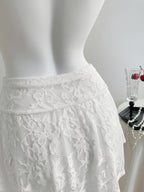 Women'S Sexy Nightclub Sheer Lace Mini Skirt, Valentine'S Day Gift "Circle Direction" - White