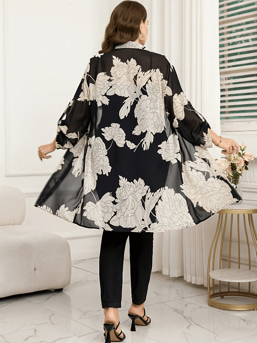 New Women's Elegant Long-Sleeve Shirt for Spring/Summer, Summer Chiffon Printed Blouse, Elegant Button- Shirt, Spring/Summer Commuter Shirt, Elegant Women's Top, Women's Office Wear, Women's Commuter Wear, Social Occasion Top, Women's Casual Top - Multicolor
