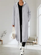 Women's Autumn & Winter Casual Comfy Trendy Minimalist Versatile Long Hoodie Coat: Smooth Comfy Body-type-free, Fits Autumn/winter Multi-scenario Outfits - Grey