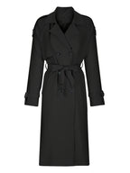 Women'S Autumn Winter Casual Temperament Solid Color Trench Coat Mid-Length Outerwear - Deep Grey