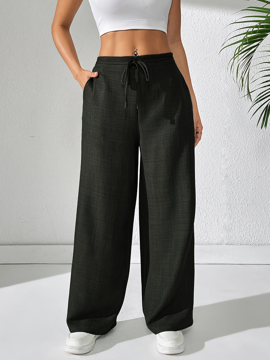 Drawstring Women'S Long Pants - Black