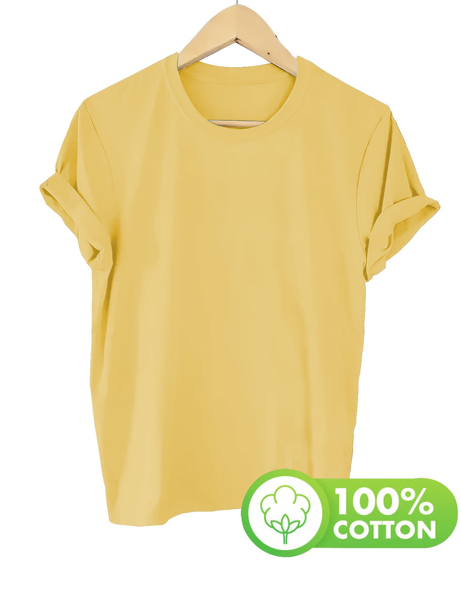 Spring/Summer Women's T-Shirt, Basic Short-Sleeve T-Shirt for Daily Wear - 1 - Yellow