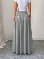Women'S Button-Long Skirt, Fashionable Versatile Vacation Office Christmas Date Spring Autumn New - Grey