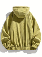 Corduroy Autumn Men'S Trendy Hooded Jacket Soft Fabric Casual Trench Coat Baseball Uniform Hooded Work Jacket 7758 - Yellow