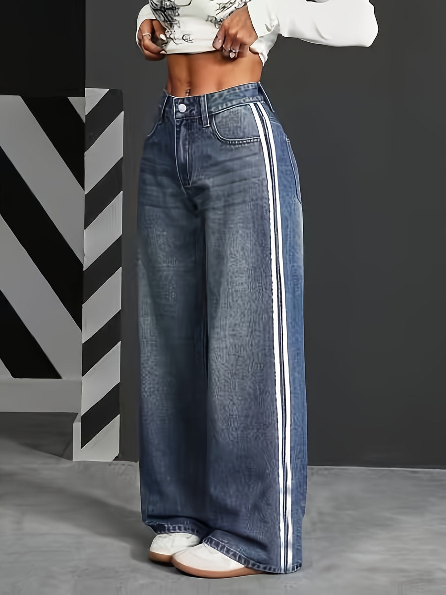Women's Casual Sporty Versatile Straight-Leg Jeans - Sea Blue